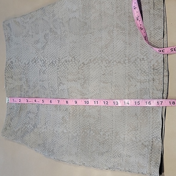 Express Size 2 Taupe with Gold Reptile / Snake Print Bodycon Bandage Mini Skirt - Picture 5 of 9